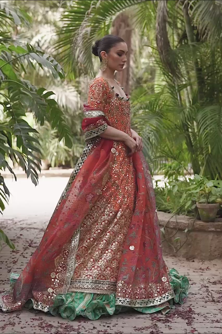 Clementine Zardozi & Gota Cotton Net Lehenga (3-Piece) - Image 8