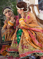 Orange Gota Zardozi Tissue Kalidaar Lehenga (3-Piece) - Image 4