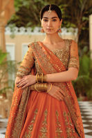Pakistani Orange Zardozi Net Lehenga Set (3-Piece) - Image 3