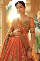 Pakistani Orange Zardozi Net Lehenga Set (3-Piece) - Image 8