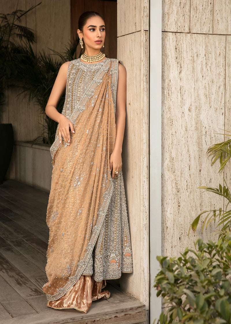 Orange Embellished Organza & Tissue Bridal Lehenga (3-Piece) - Image 1