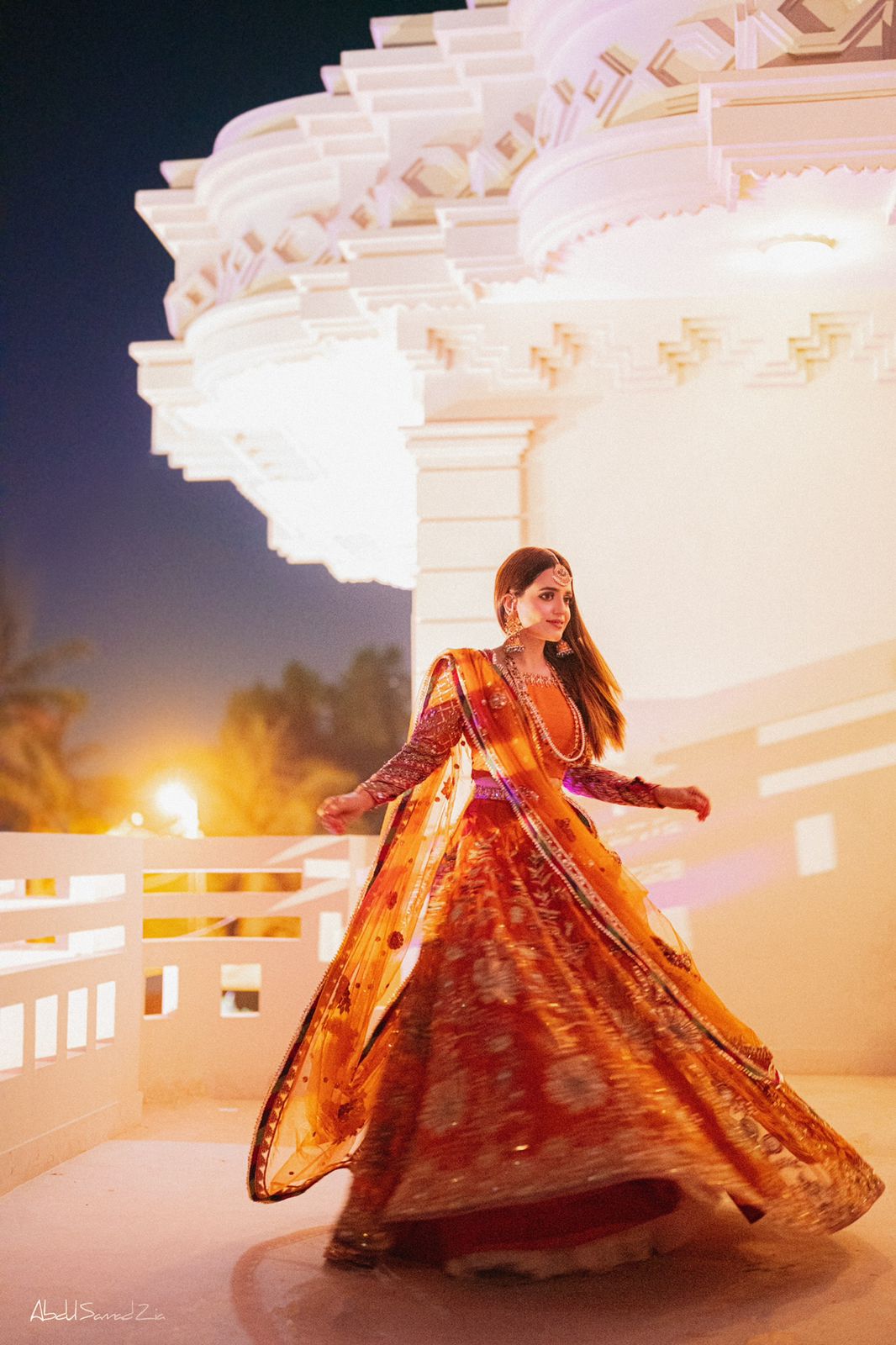 Rust Orange Embellished Silk Lehenga Choli (3-Piece) - Image 11