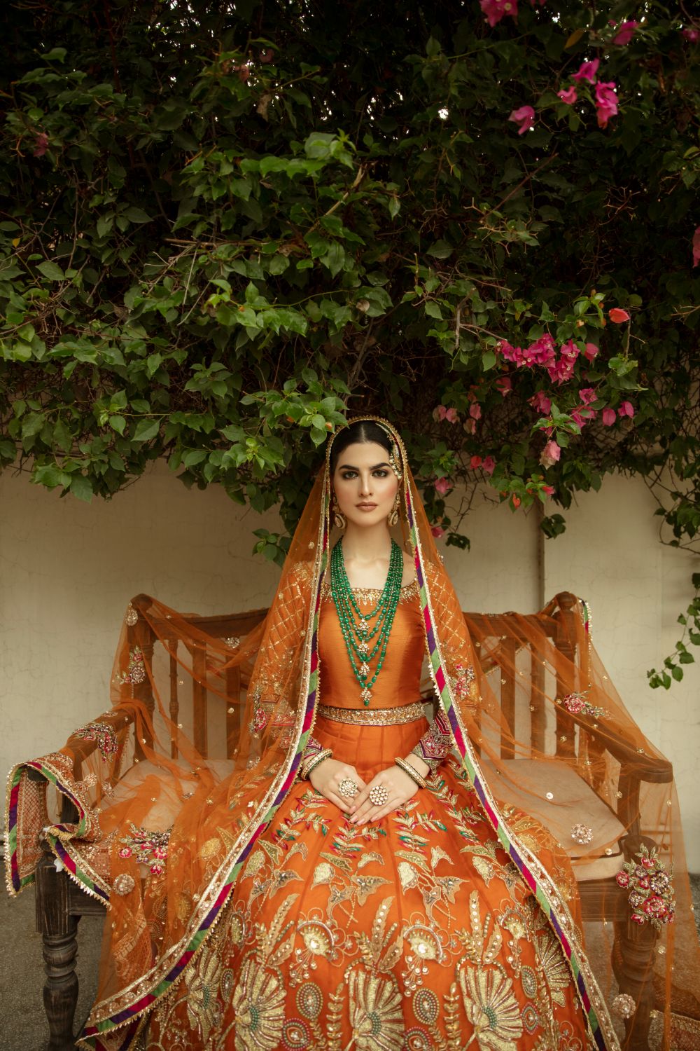 Rust Orange Embellished Silk Lehenga Choli (3-Piece) - Image 6