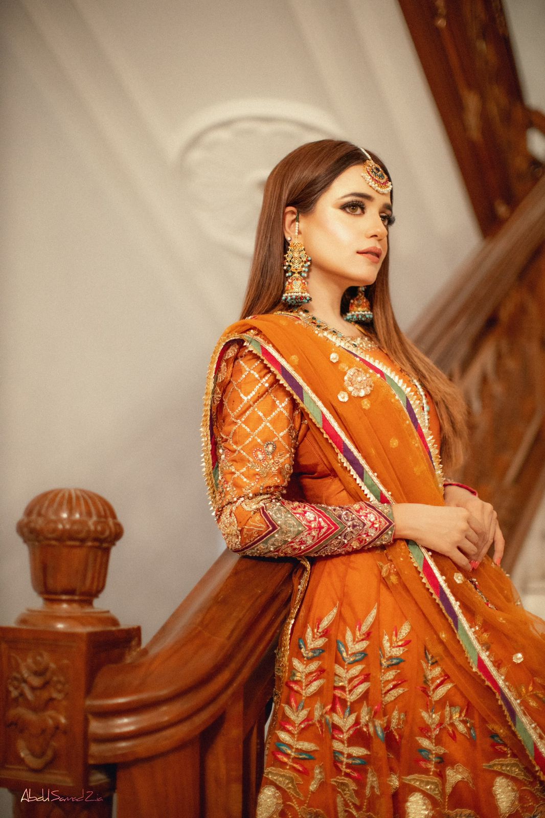 Rust Orange Embellished Silk Lehenga Choli (3-Piece) - Image 7