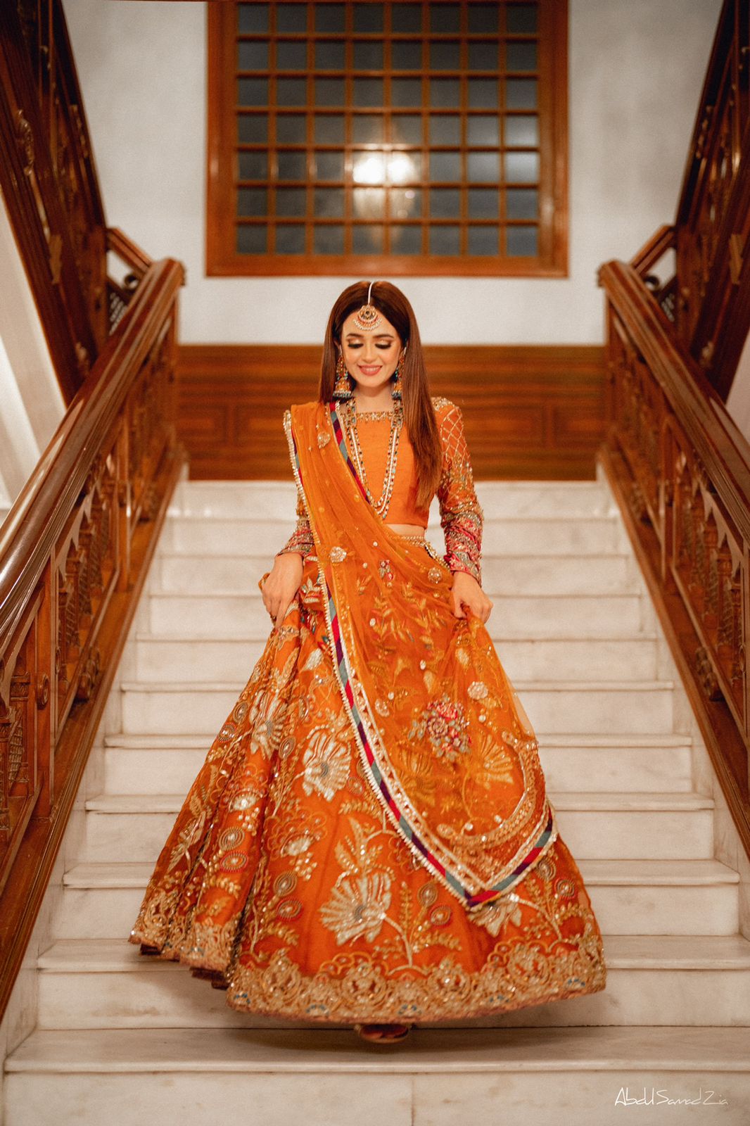Rust Orange Embellished Silk Lehenga Choli (3-Piece) - Image 8