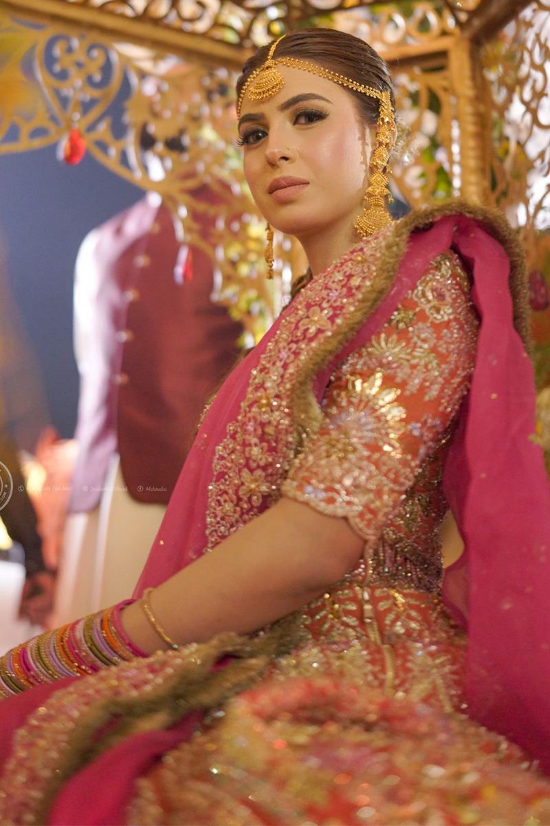 Pakistani Rusty Orange Embroidered Silk Lehenga Choli (3-Piece) - Image 3