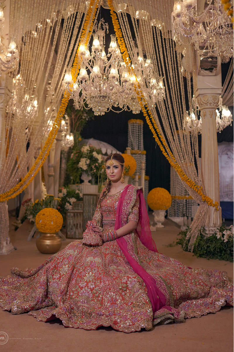 Pakistani Rusty Orange Embroidered Silk Lehenga Choli (3-Piece) - Image 8