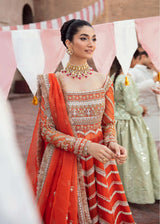 Pakistani Rust Orange Embellished Silk Bridal Lehenga (3-Piece) - Image 5