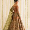 Burnt Orange Zardozi Silk Bridal Lehenga (3-Piece) - Image 3