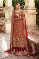 Pakistani Rusty Orange Zardozi Silk Lehenga (3-Piece) - Image 2