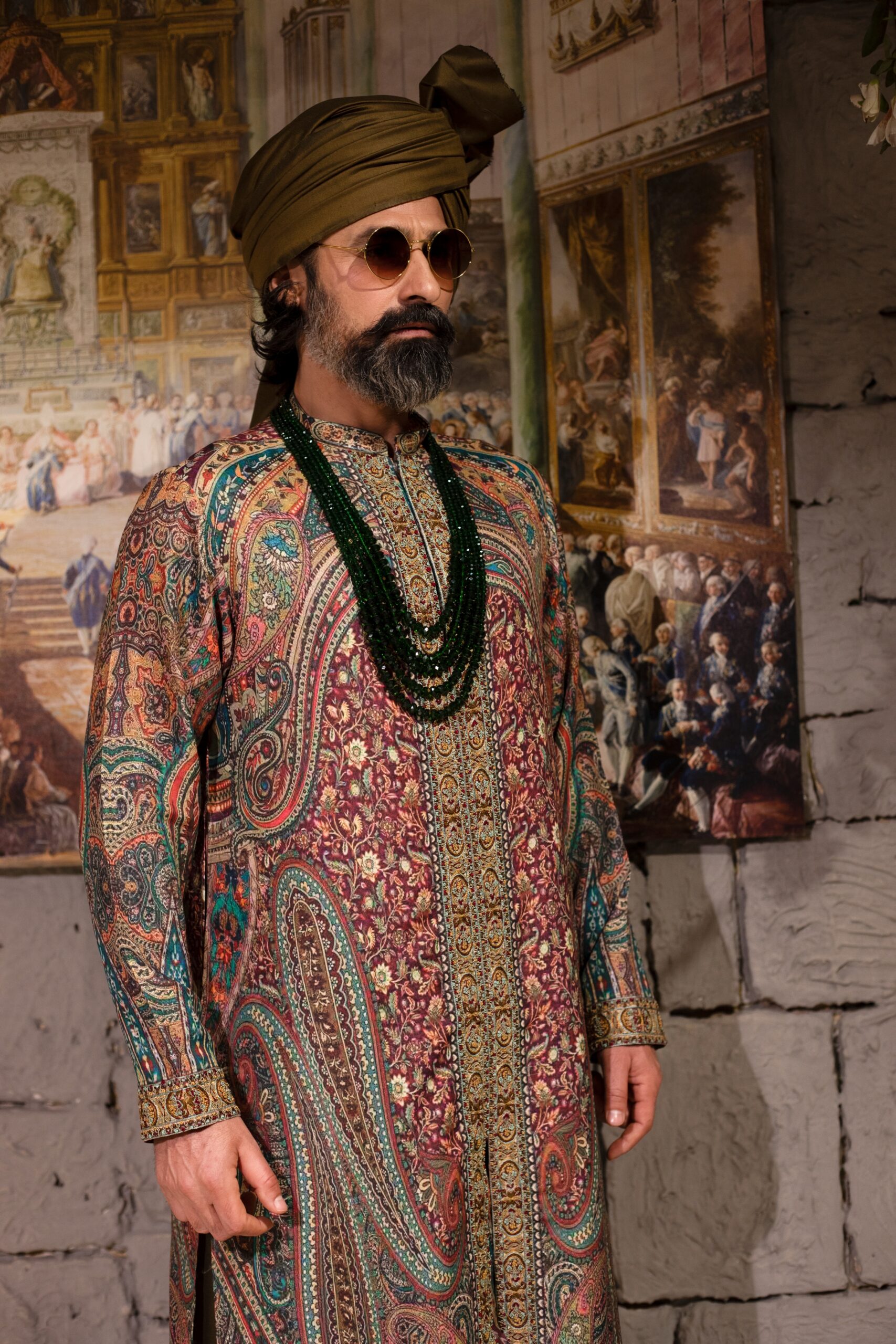 Terracotta & Azure Embroidered Synthetic Raw Silk Kurta (2-Piece) - Image 6