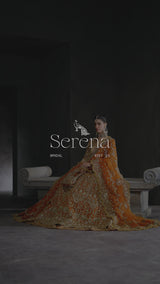 Orange Zardozi Net Pishwas Dress (2-Piece) - Image 8