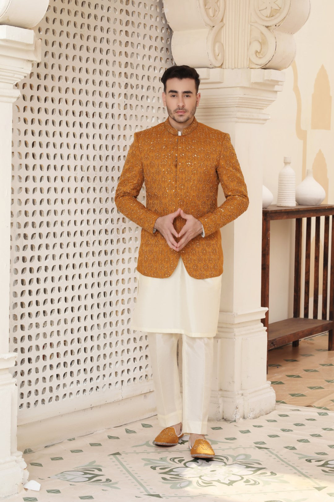 Rust Orange Ada Work Self-Fabric Prince Coat (3-Piece) - Image 1
