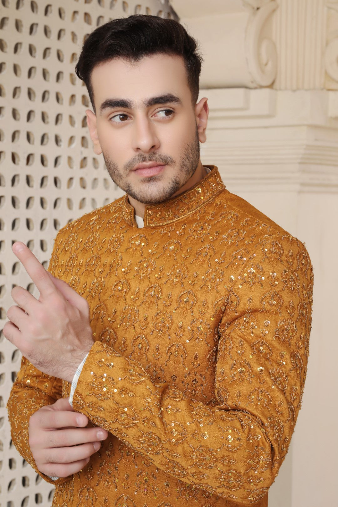 Rust Orange Ada Work Self-Fabric Prince Coat (3-Piece) - Image 4