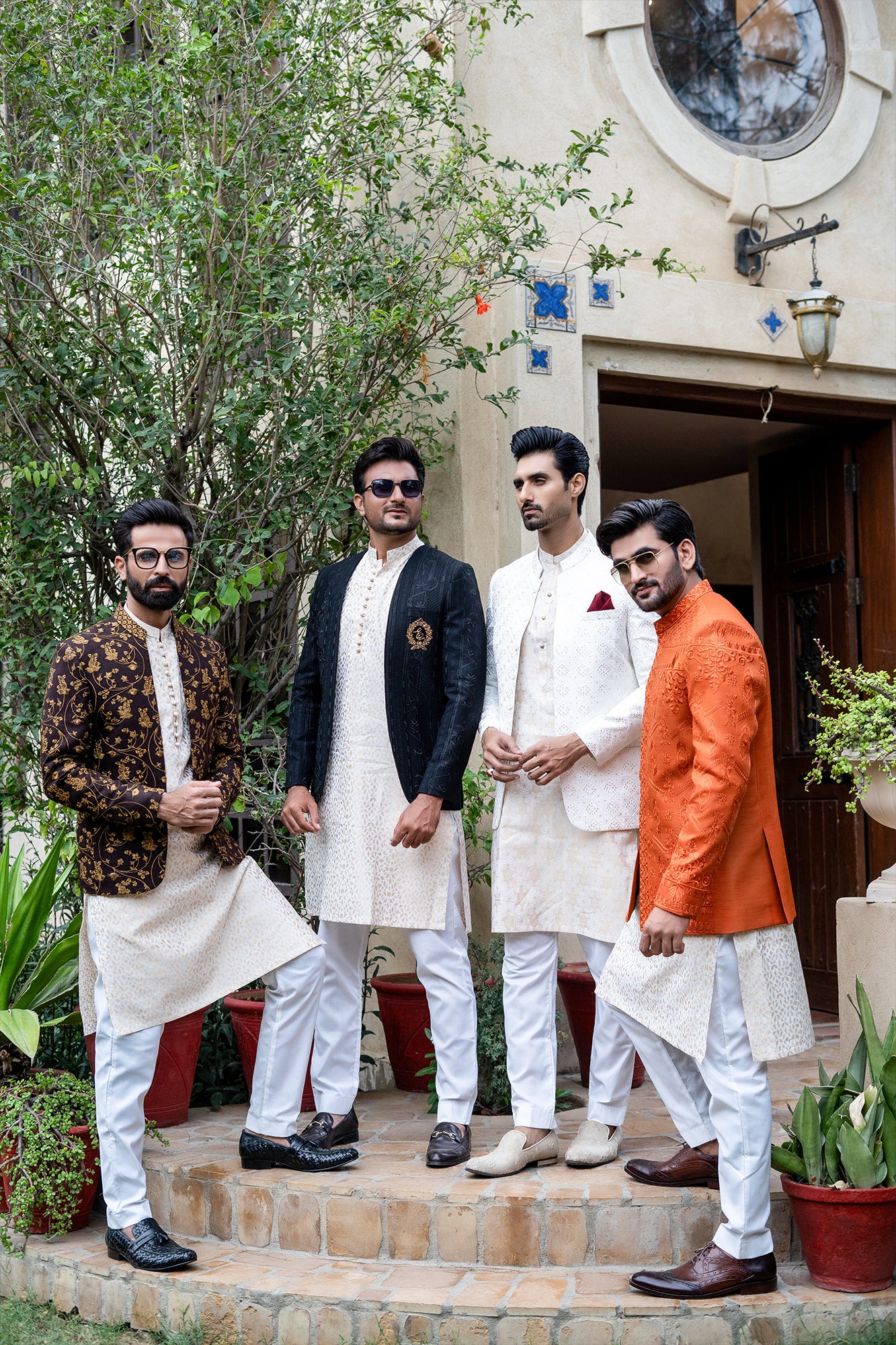 Crisp Orange Embroidered Silk-Blend Prince Coat (2-Piece) - Image 5