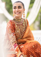 Burnt Orange Zardozi Charmeuse Salwar Kameez (3-Piece) - Image 3