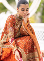 Burnt Orange Zardozi Charmeuse Salwar Kameez (3-Piece) - Image 4