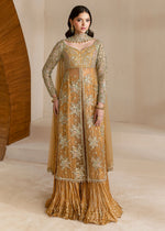 Indian Orange Embellished Net & Lama Sharara (3-Piece) - Image 2