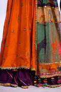 Orange Zardozi Raw Silk Anarkali Gharara (3-Piece) - Image 11