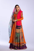 Orange Zardozi Raw Silk Anarkali Gharara (3-Piece) - Image 4