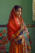 Orange Zardozi Raw Silk Anarkali Gharara (3-Piece) - Image 9