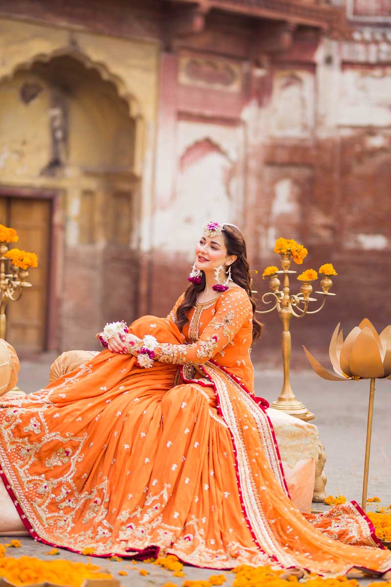 Bright Orange Zari Net Raw Silk Gharara (3-Piece) - Image 1