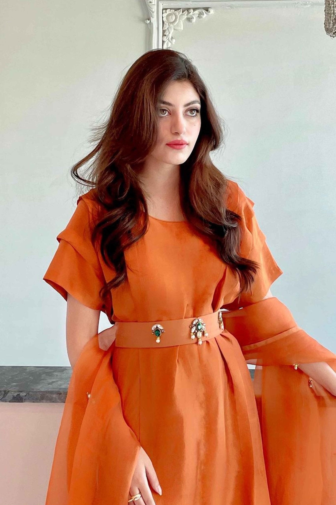 Pakistani Mandarin Embellished Pure Silk Kaftan (3-Piece) - Image 3