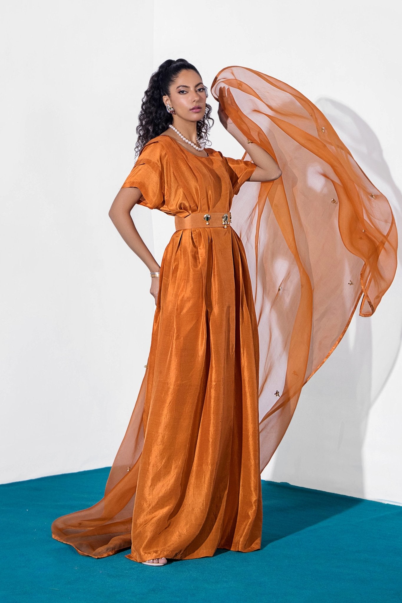 Pakistani Mandarin Embellished Pure Silk Kaftan (3-Piece) - Image 7