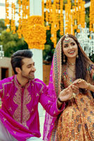 Pakistani Rust Zardozi Block Print Lame Silk Kalidar (2-Piece) - Image 12