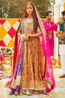 Pakistani Rust Zardozi Block Print Lame Silk Kalidar (2-Piece) - Image 2