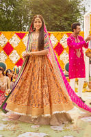 Pakistani Rust Zardozi Block Print Lame Silk Kalidar (2-Piece) - Image 4