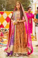 Pakistani Rust Zardozi Block Print Lame Silk Kalidar (2-Piece) - Image 6