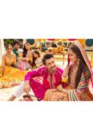 Pakistani Rust Zardozi Block Print Lame Silk Kalidar (2-Piece) - Image 8