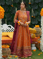 Burnt Orange Embellished Net Kalidaar (3-Piece) - Image 1