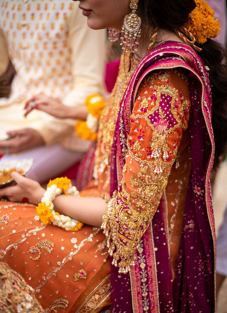 Burnt Orange Embellished Net Kalidaar (3-Piece) - Image 12