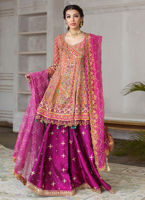 Burnt Orange Zardozi Kataan Silk Lehenga (3-Piece) - Image 2