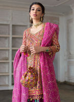 Burnt Orange Zardozi Kataan Silk Lehenga (3-Piece) - Image 3