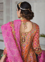 Burnt Orange Zardozi Kataan Silk Lehenga (3-Piece) - Image 5