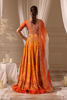Orange Hand-Embellished Organza Lehenga (3-Piece) - Image 4