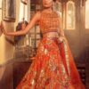 Rustic Orange Embroidered Net Lehenga Set (3-Piece) - Image 2