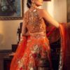 Rustic Orange Embroidered Net Lehenga Set (3-Piece) - Image 3