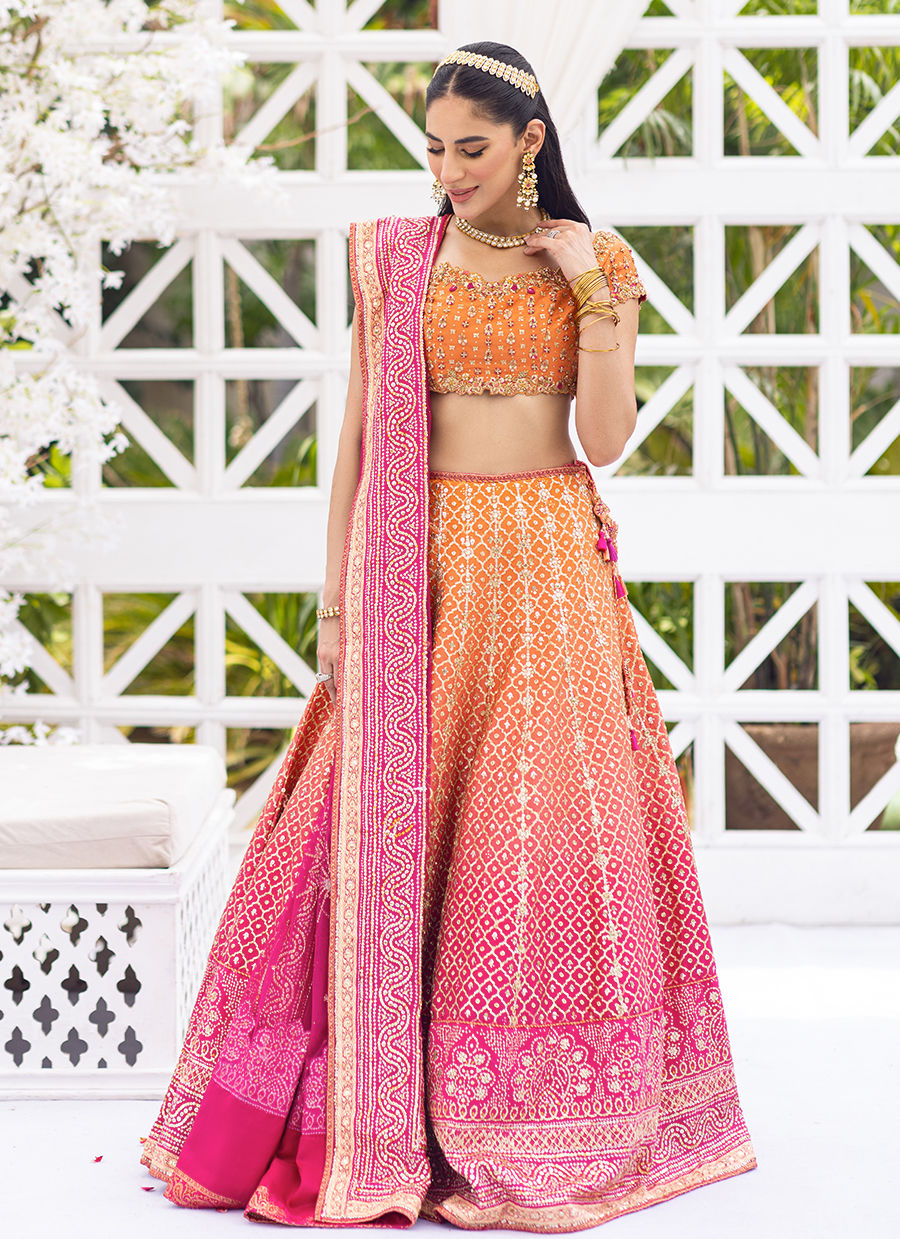 Ombre Embellished Pure Silk Lehenga Choli (3-Piece) - Image 1