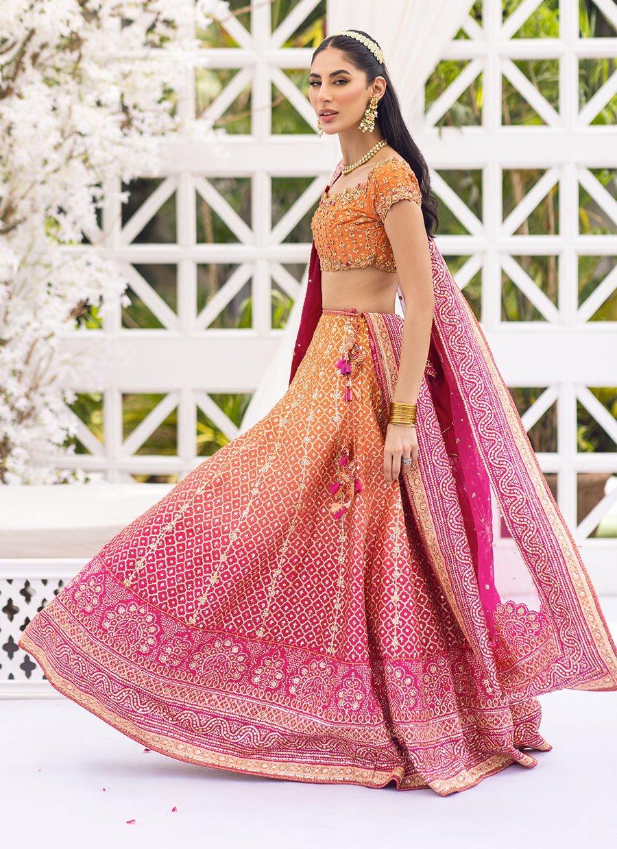 Ombre Embellished Pure Silk Lehenga Choli (3-Piece) - Image 7