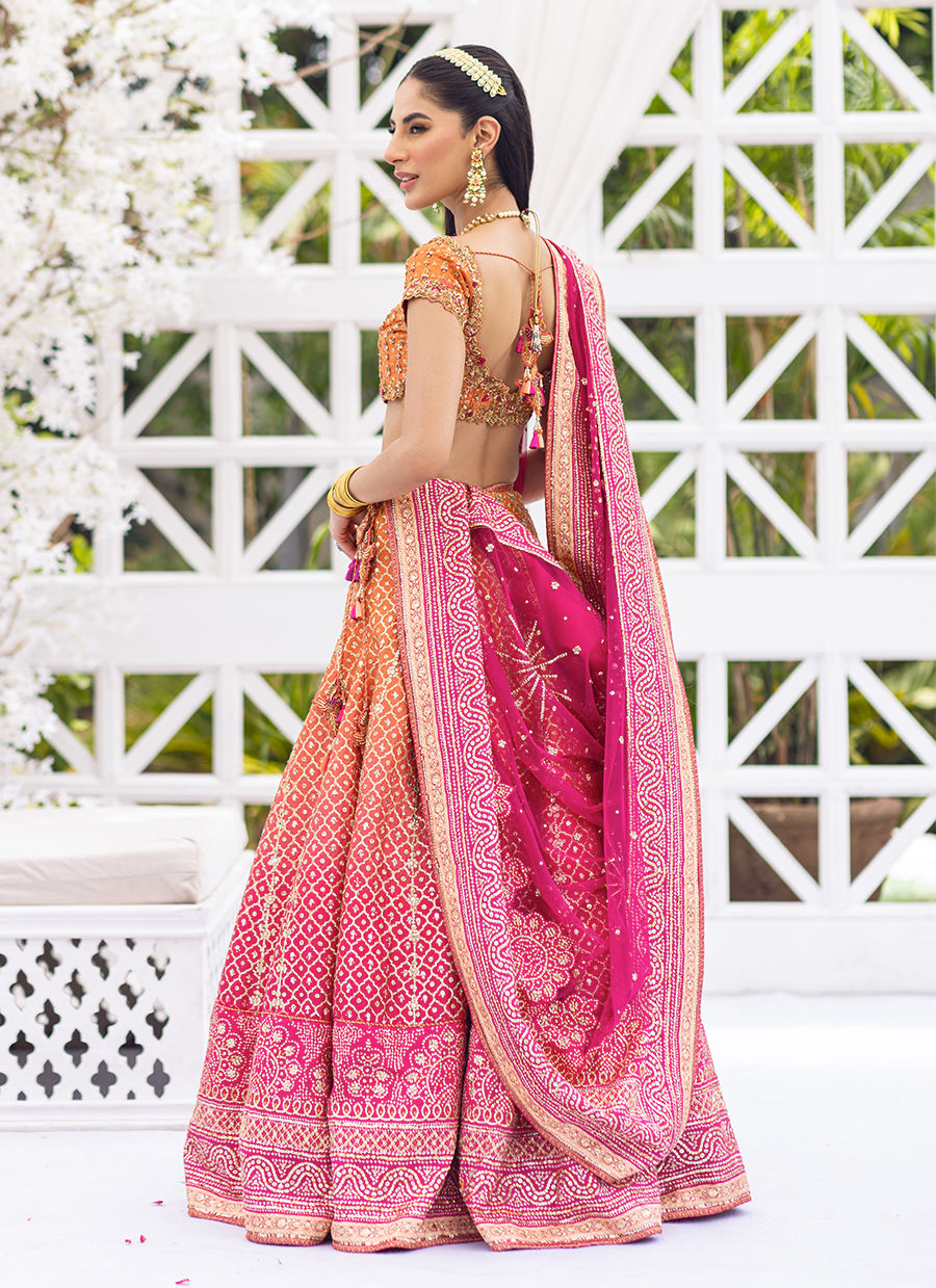 Ombre Embellished Pure Silk Lehenga Choli (3-Piece) - Image 8