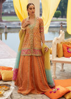Pakistani Subtle Orange Embellished Silk Lehenga Set (3-Piece) - Image 1