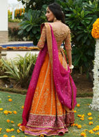 Burnt Orange Embroidered Tulle Lehenga Choli (3-Piece) - Image 6