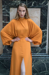 Burnt Orange Georgette Chiffon Maxi Dress (1-Pc) - Image 4