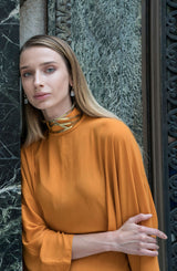 Burnt Orange Georgette Chiffon Maxi Dress (1-Pc) - Image 5