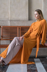 Burnt Orange Georgette Chiffon Maxi Dress (1-Pc) - Image 6