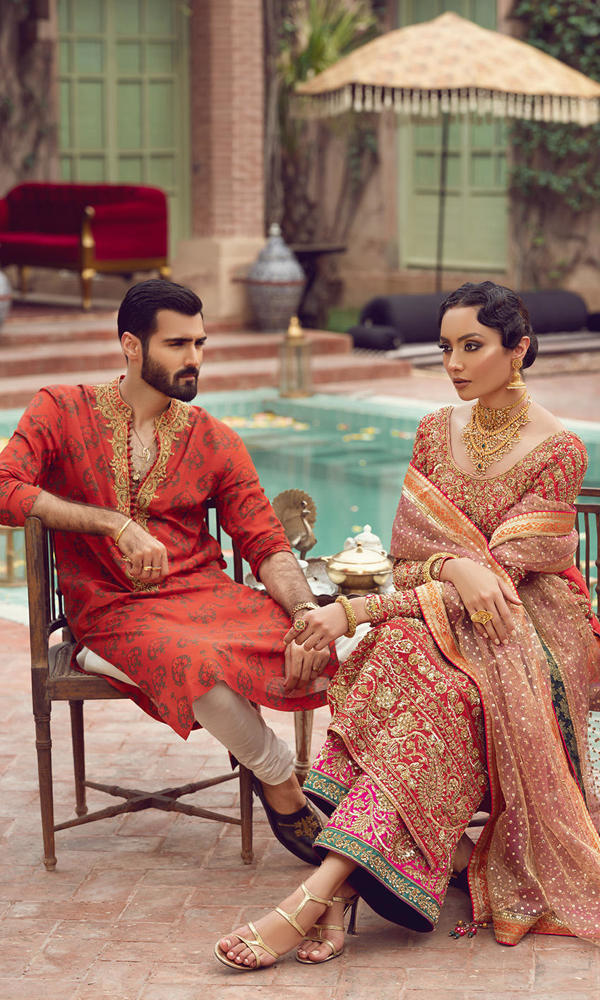 Rusty Orange Printed Cotton-Silk Kurta (2-Piece) - Image 9